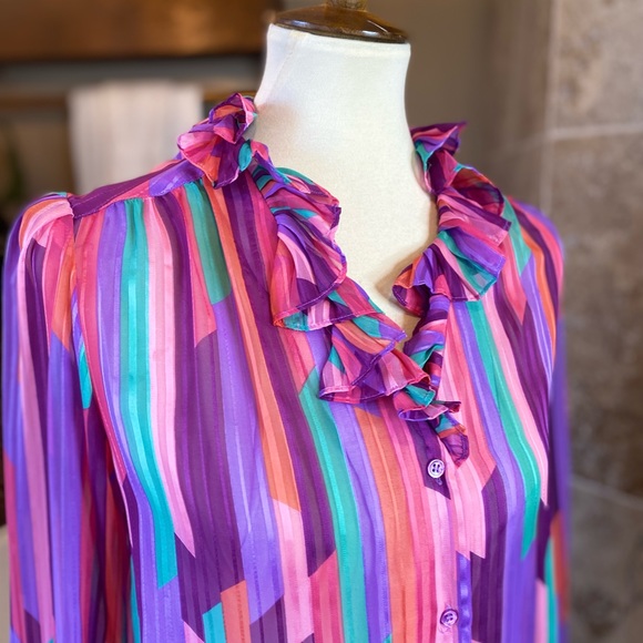 La Chine Classic vintage button down blouse size 6 - Picture 2 of 6